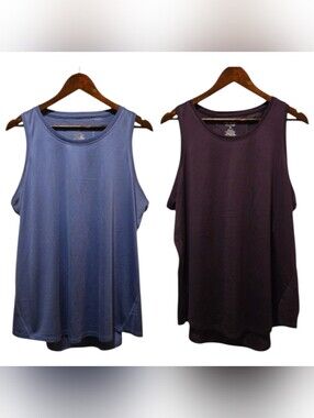 Tek Gear Periwinkle & Wine Tank Tops Bundle Size 1X